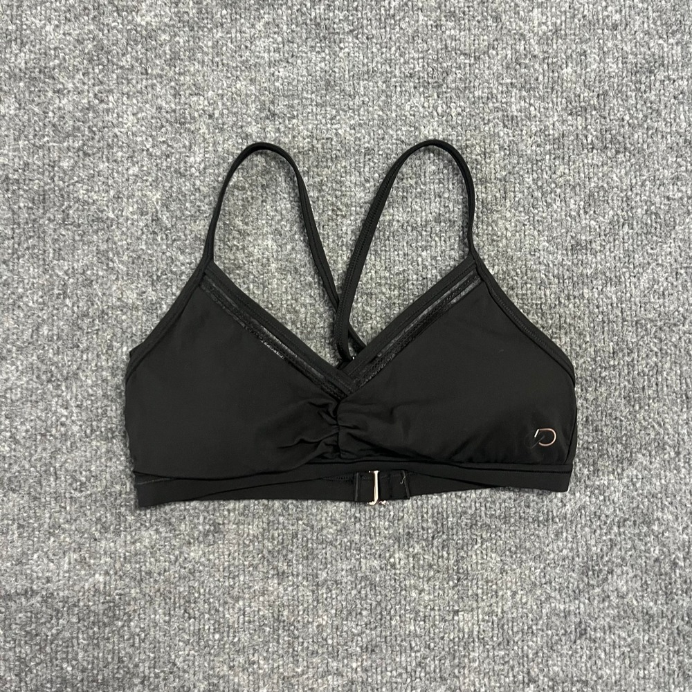 Calia Bikini Top Womens Size XS Black Mesh Trim Triangle Swim Beach Athleisure